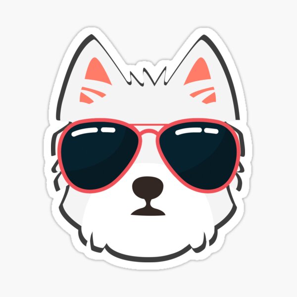Westie Face With Sunglasses Sticker