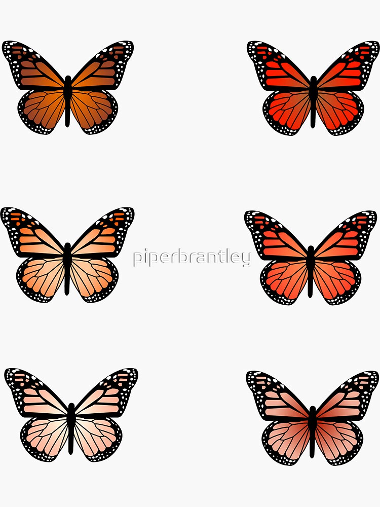Butterfly Stickers - Red Orange