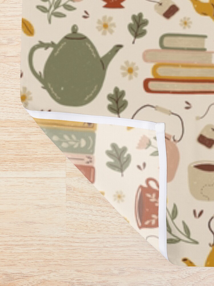 Alternate view of Flowery Books and Tea Shower Curtain