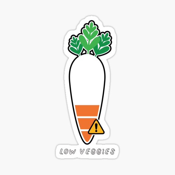 "low veggies battery " Sticker for Sale by doubleyou1986 Redbubble