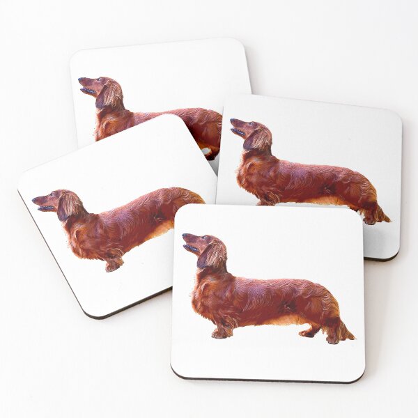 Item preview, Dachshund Long Haired Mini Shaded Red Dog  designed and sold by ElegantCat.