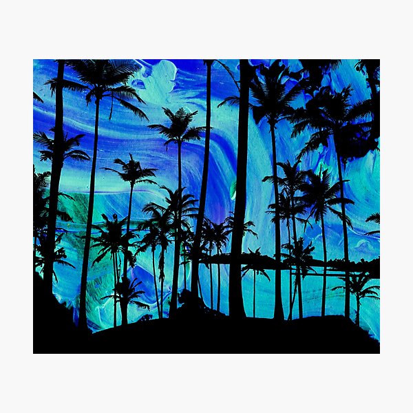Cool Blue Island Style Palm Tree dreams Photographic Print