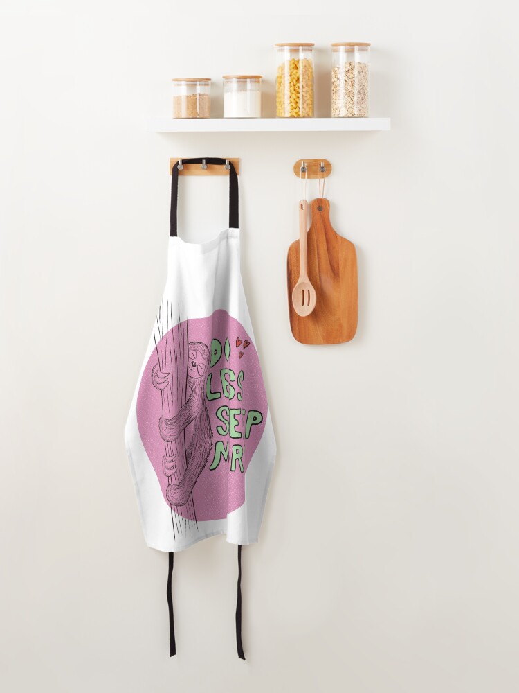 Alternate view of Cute Sleepy Sloth Design. Gift for Girl, Gift for Boy, Animal lover gift. Lazy hanging sloth. Apron