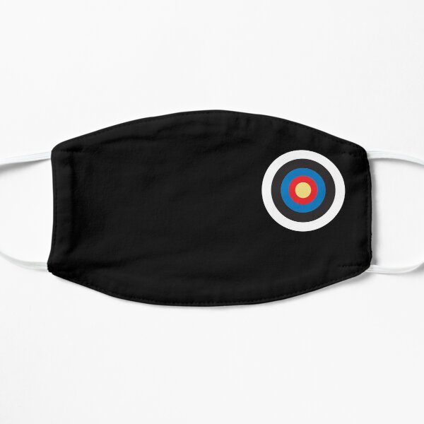 Bulls eye. On Breast, Red, White, Blue, Roundel, Target. SMALL ON BLACK. Flat Mask