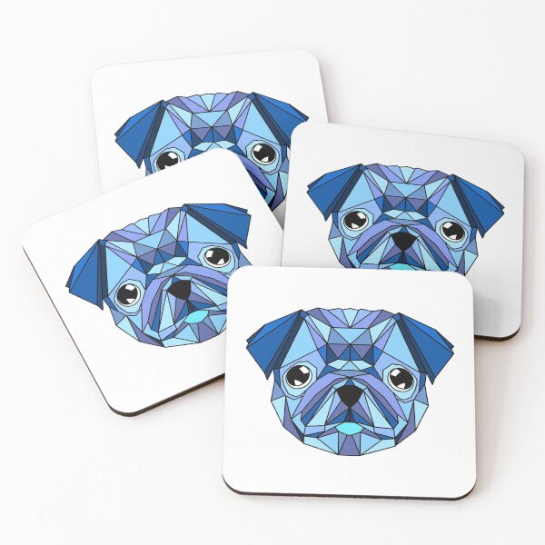 Item preview, Geometric Dog Pug - Blue designed and sold by Geometricshow.