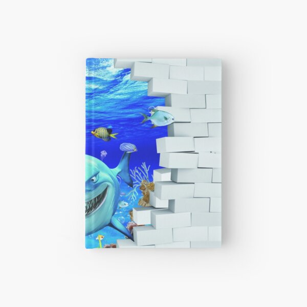 Wall mural: Shark swims out of the hole in the wall Hardcover Journal