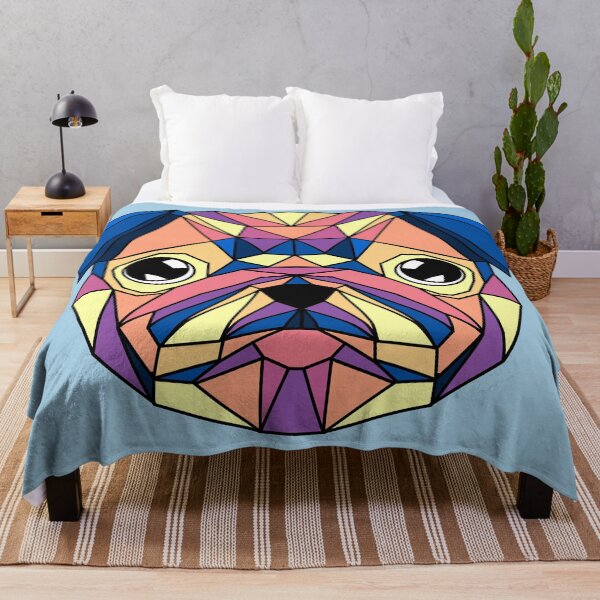 Item preview, Geometric Dog Pug - Blue Yellow designed and sold by Geometricshow.