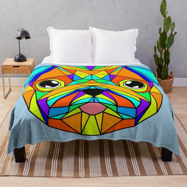 Item preview, Geometric Dog Pug - Colourful Orange Blue Yellow designed and sold by Geometricshow.