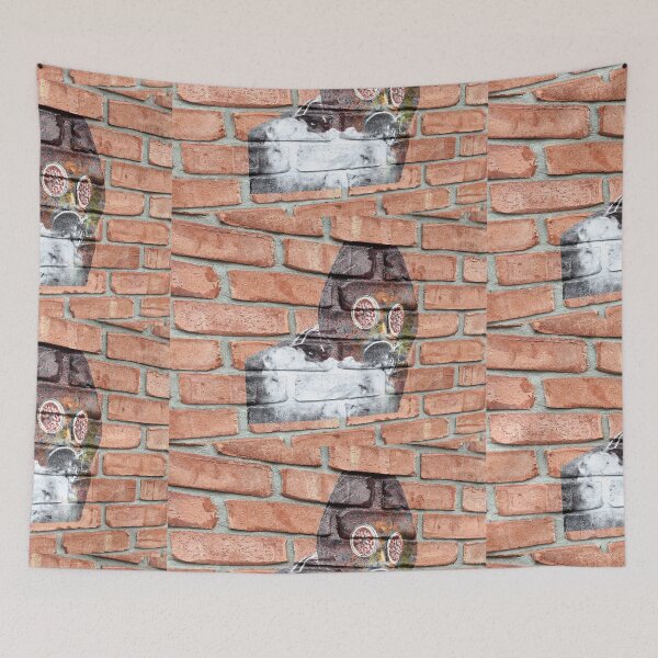 Item preview, Covid19 gasmask on a brick wall designed and sold by PicsByTony.