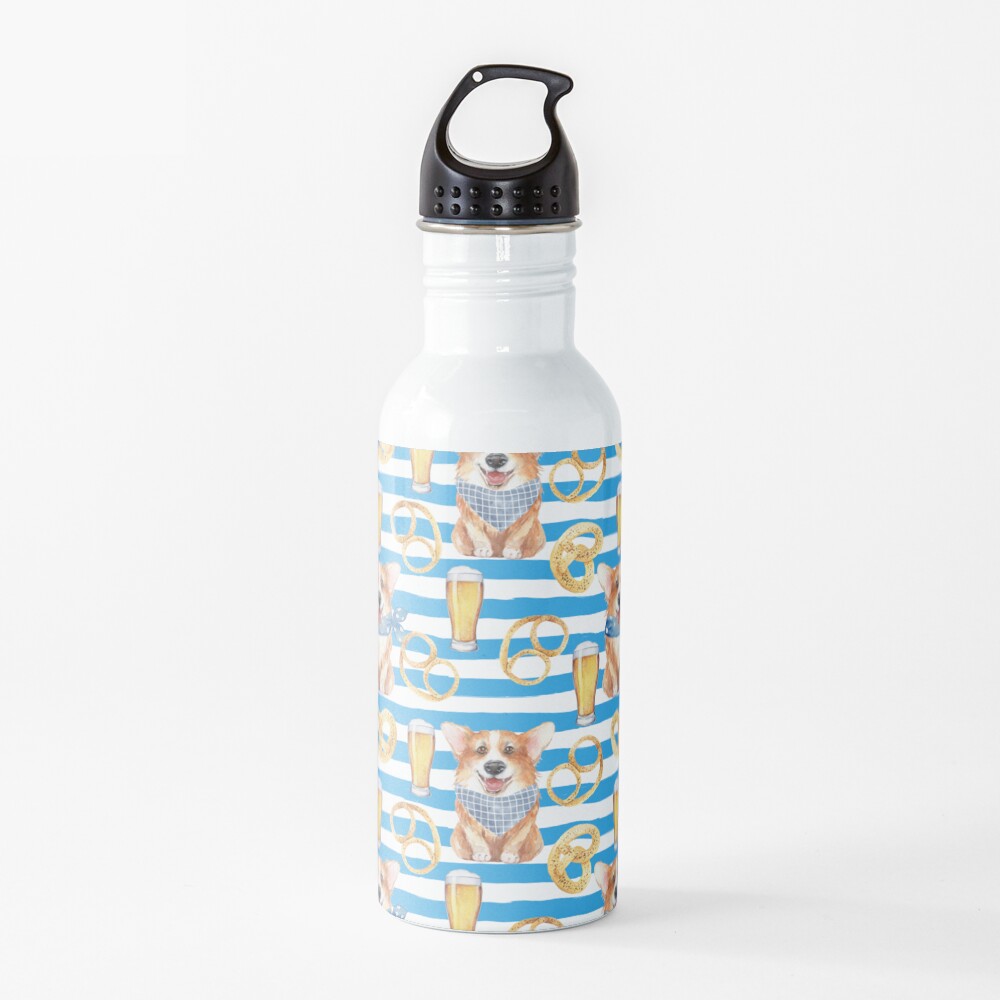 Corgi on Original Bavarian Oktoberfest Water Bottle