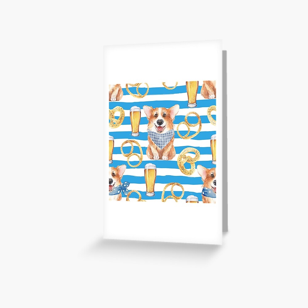 Corgi on Original Bavarian Oktoberfest Greeting Card