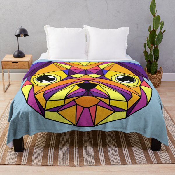 Item preview, Geometric Dog Pug - Colourful Purple Pink Yellow designed and sold by Geometricshow.