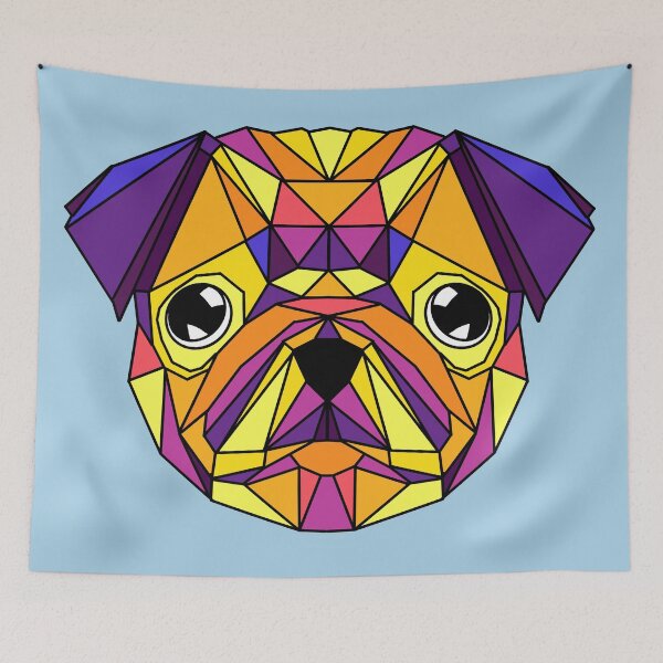 Item preview, Geometric Dog Pug - Colourful Purple Pink Yellow designed and sold by Geometricshow.