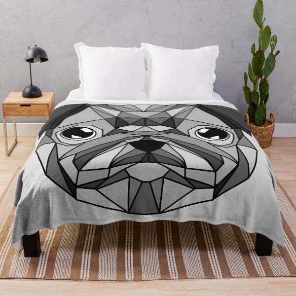 Item preview, Geometric Dog Pug - Black Grey White designed and sold by Geometricshow.