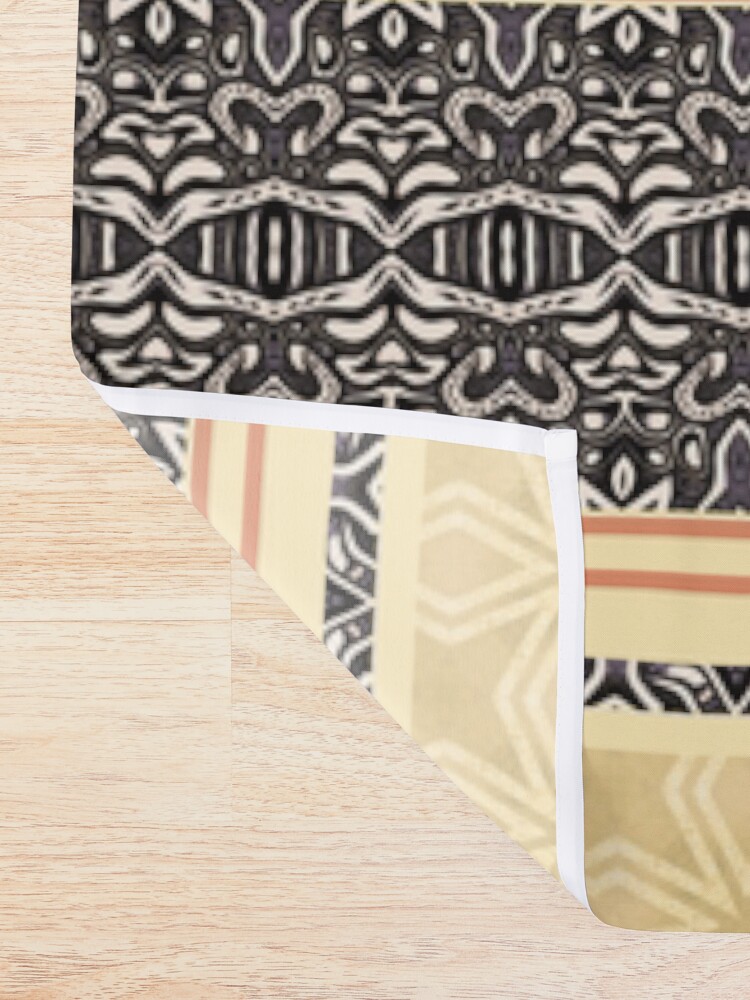 "Bohemian, Black Beige, vintage, vegetalgeometric ethnic pattern." Shower Curtain for Sale by