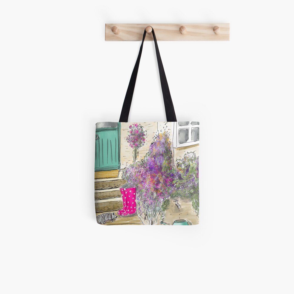 Summer Garden With Cat Tote Bag