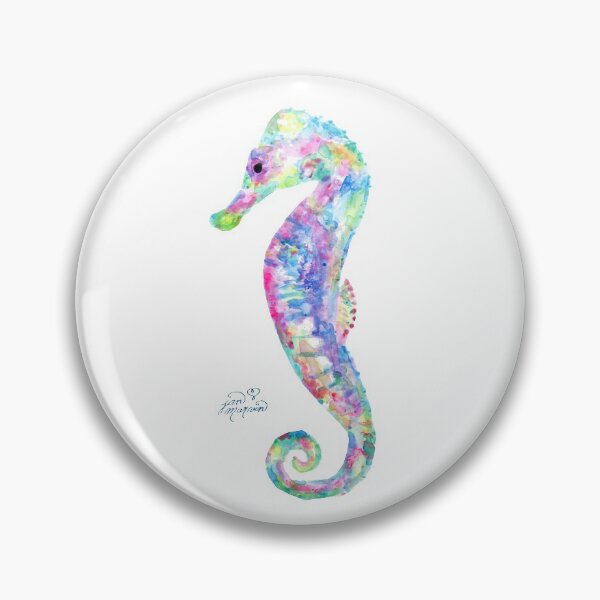 Seahorse watercolor Pin