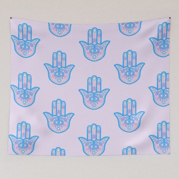 Item preview, Cotton Candy | Hamsa Hand Amulet in Soft Pink and Blue designed and sold by Bloomandflo.