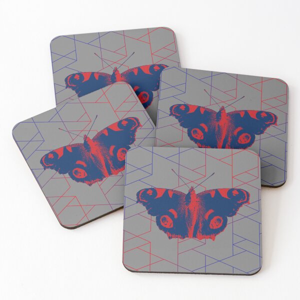 Item preview, Butterfly Peacock geometric blue,red and grey designed and sold by JillBusbyArt.