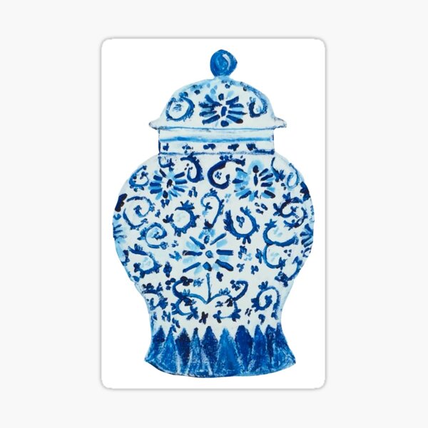 Item preview, Blue White Ginger Jar Hand Painted Chinoiserie  designed and sold by monpetitbijou.
