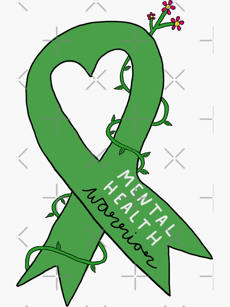 Mental Health Warrior Awareness Ribbon Sticker By Jasminmayox