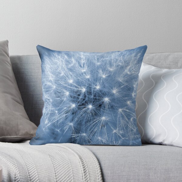 Blue Dandelion Throw Pillow