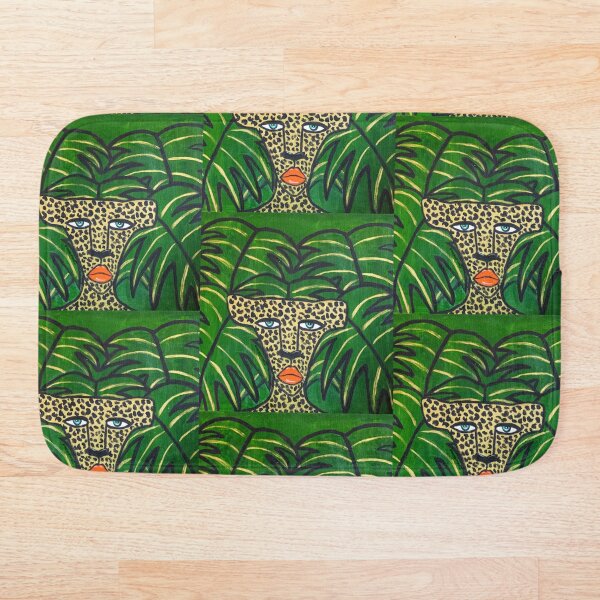 Cheetah On Green Leaves Bath Mat