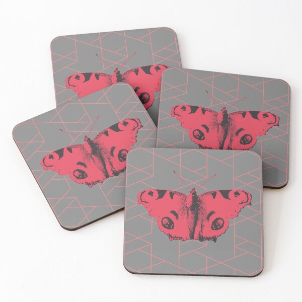 Item preview, Butterfly Peacock geometric pink grey designed and sold by JillBusbyArt.