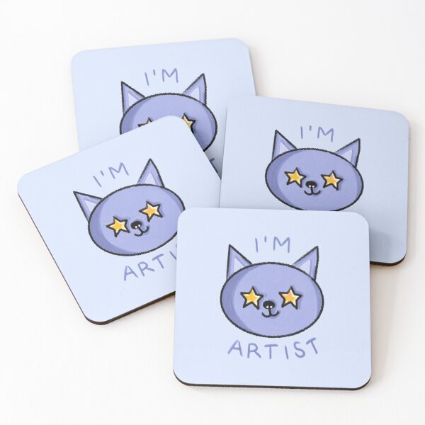 Item preview, “I'm artist” cat blue designed and sold by raffaela-art.