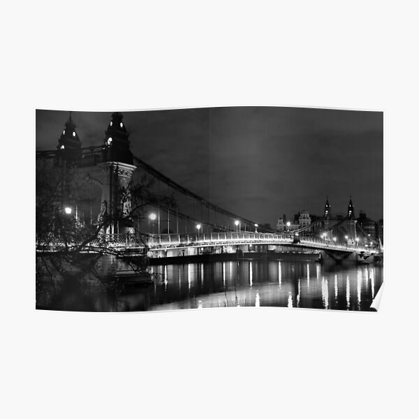 Hammersmith by night (monochrome) Poster
