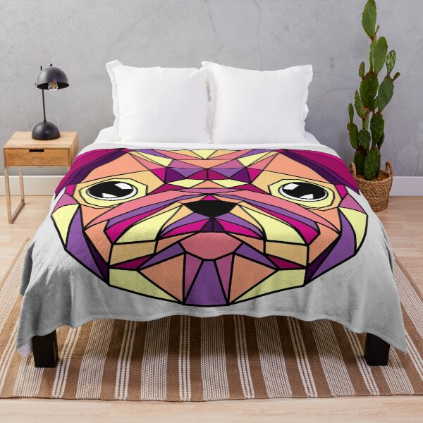 Item preview, Geometric Dog Pug - Pink Yellow designed and sold by Geometricshow.
