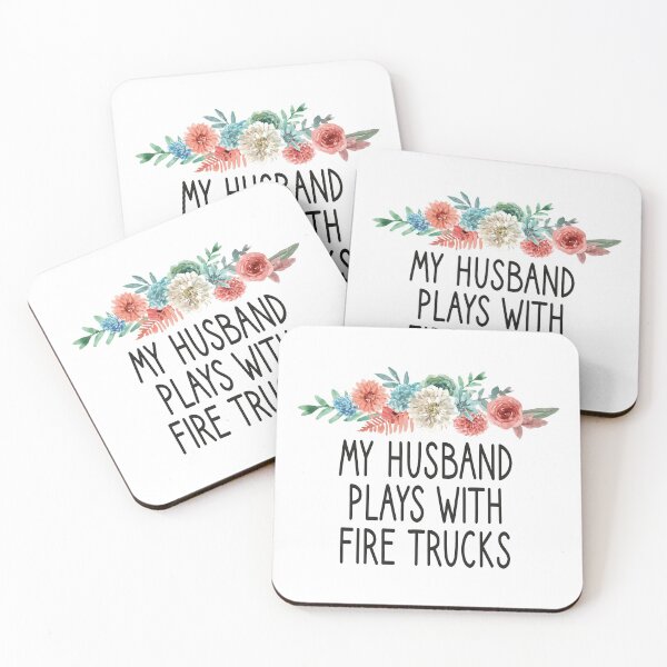 Item preview, my Husband Plays With Fire Trucks  /Firefighter Gift /Fire Fighter / Firefighting  Fireman Apparel Gift Wife Girlfriend - Funny Firefighter Gift floral style idea design designed and sold by Chamssou.
