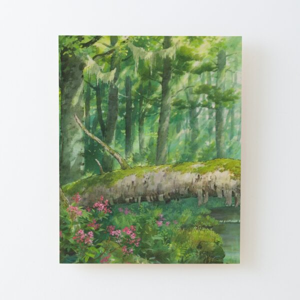 Anime Magical Forest Wood Mounted Print