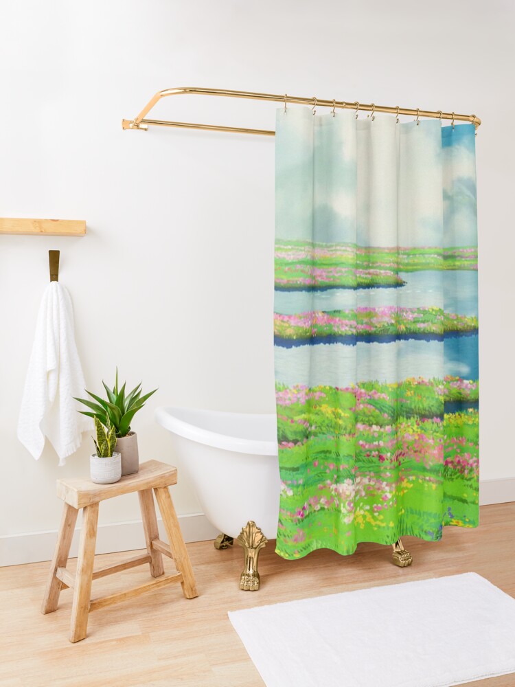 Thumbnail 3 of 5, Shower Curtain, Anime landscape designed and sold by layar5.