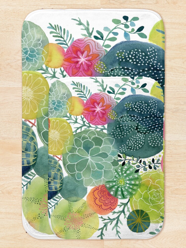 Alternate view of Succulent Circles Bath Mat