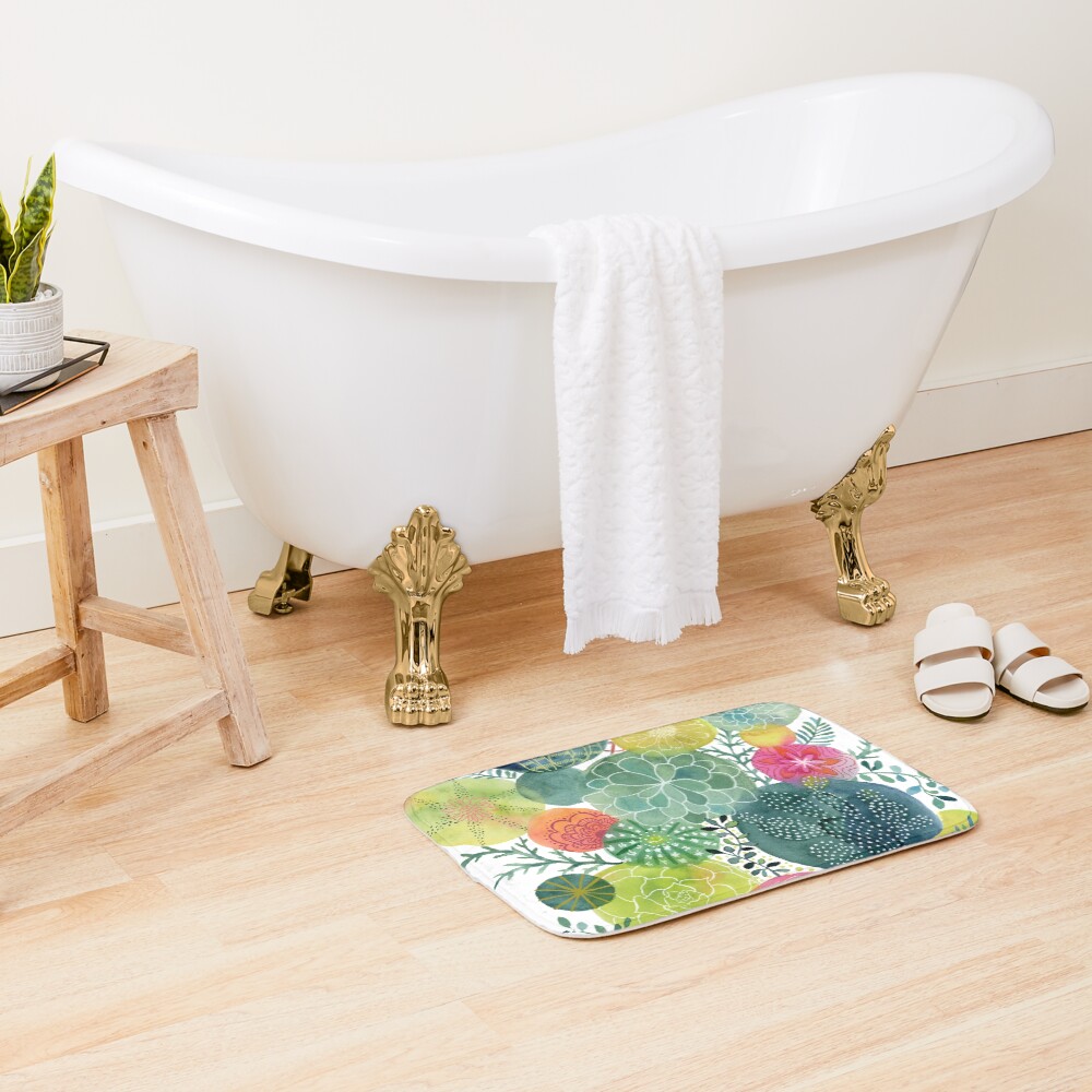 Succulent Circles Bath Mat