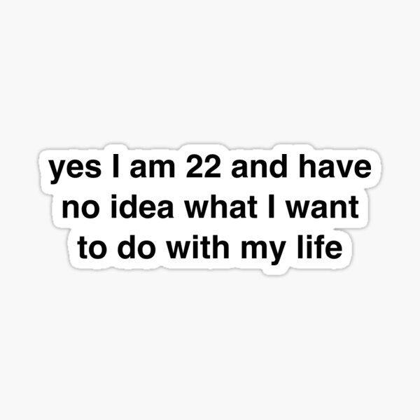 "22 and no idea what to do with my life" Sticker for Sale by aislingodonnell Redbubble