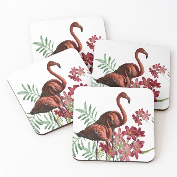 Item preview, Beautiful Flamingo, Cute Pink Flamingoes and red Flowers , designed and sold by redodaha.