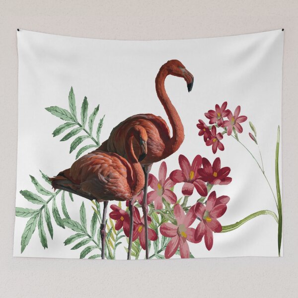 Item preview, Beautiful Flamingo, Cute Pink Flamingoes and red Flowers , designed and sold by redodaha.