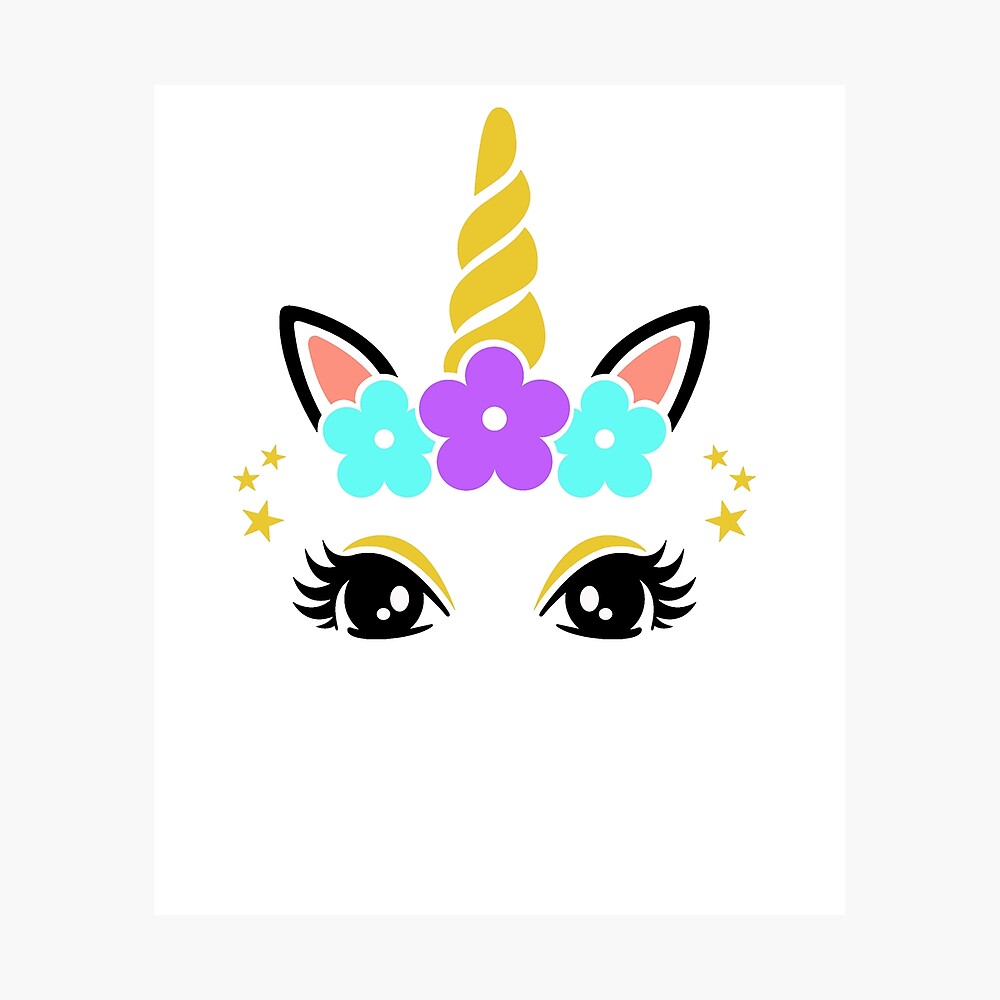 unicorn face with flower baby one piece poster by milnacastillo redbubble