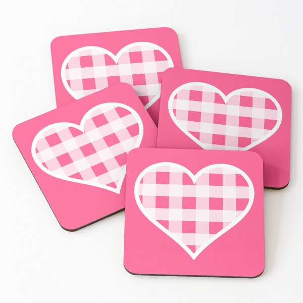 Item preview, Bright Pink and White Buffalo Plaid Heart designed and sold by Bumblefuzzies.