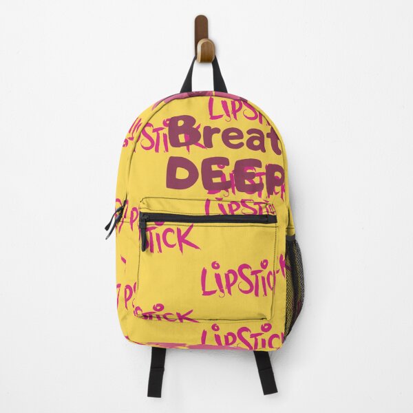 Item preview, Fun Yellow and Pink Cheerful Lipstick Pattern Fabric, Breathe deeply motivational quote designed and sold by sinceanna.