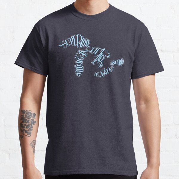 Great Lakes in Type (light blue artwork) Classic T-Shirt