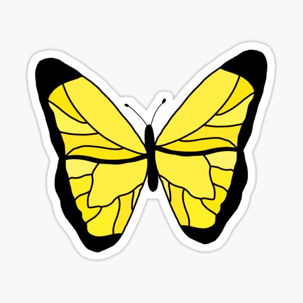 Pretty Yellow Butterfly Design Sticker