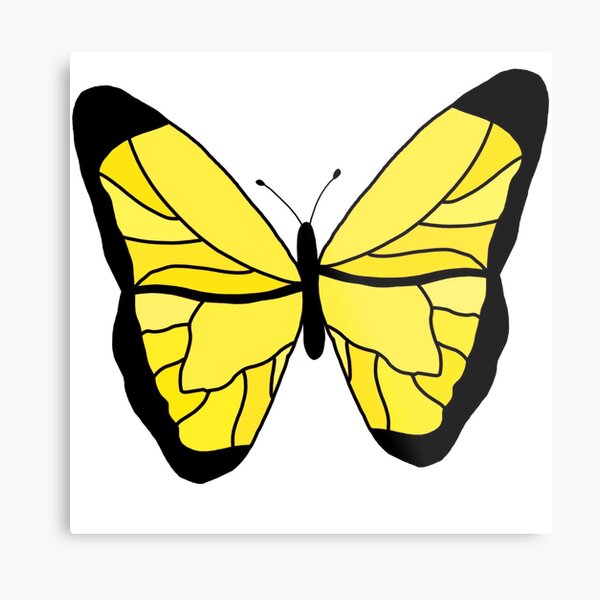 Pretty Yellow Butterfly Design Metal Print
