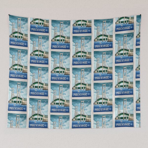 Item preview, Vintage Watercolor Travel Poster Mackinac Straits designed and sold by sarahpaigeart.