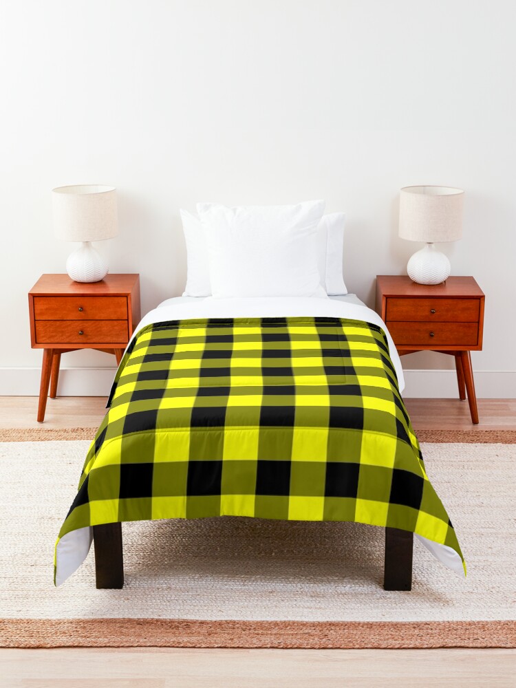 "Checkered pattern (Yellow and Black)" Comforter for Sale by Pendy777