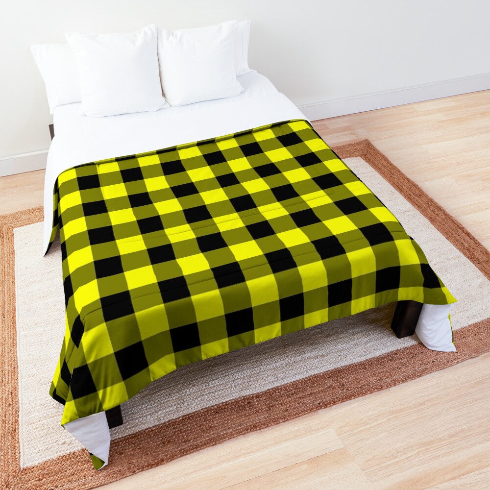 "Checkered pattern (Yellow and Black)" Comforter by Pendy777 Redbubble