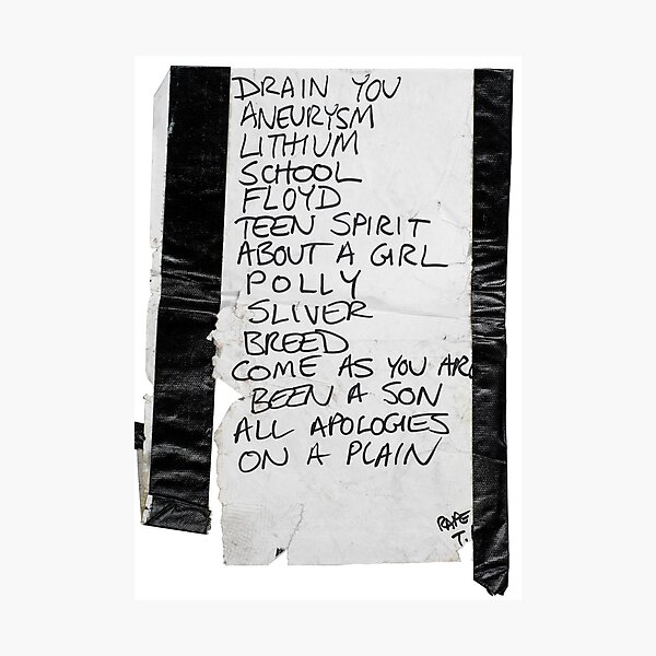 Nirvana Setlist Photographic Print