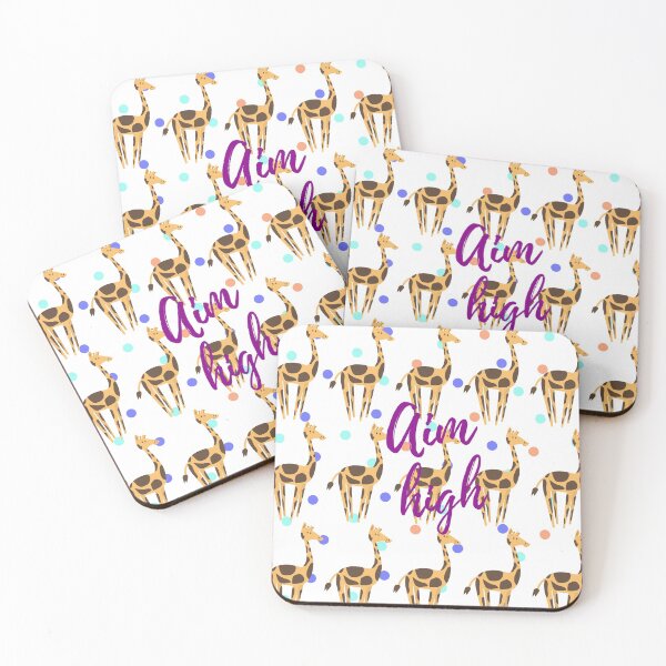 Item preview, Animal lover colorful Giraffe Pattern, Aim High motivational quote designed and sold by sinceanna.